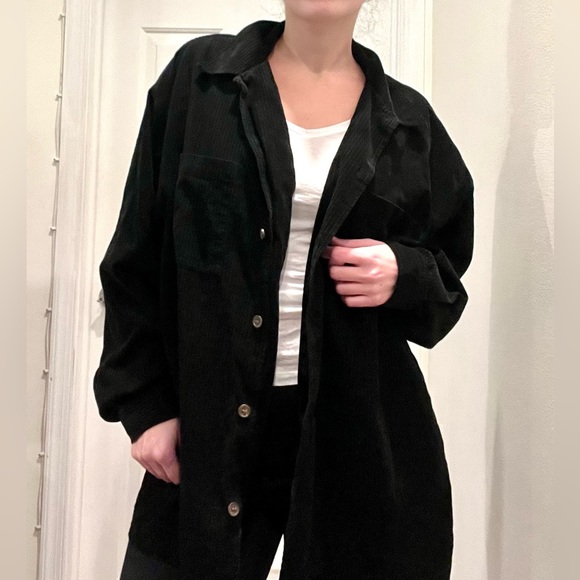 Black Micro-cord Button Down Shirt - Picture 5 of 7